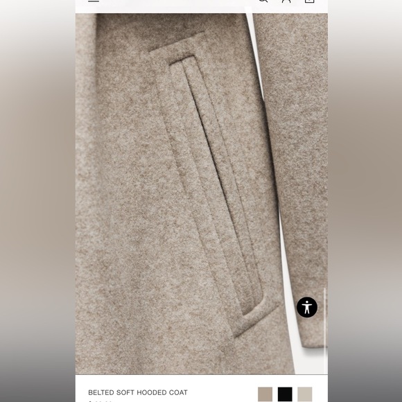 ZARA belted hooded coat XL NWT - Picture 4 of 5